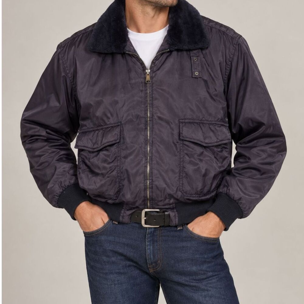Vintage Navy Purple Bomber Jacket Men’s Large